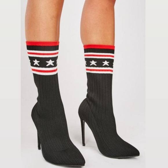 Footwear Flag Heeled Sock Boots Tommy Hilfiger Shoes Ribbed